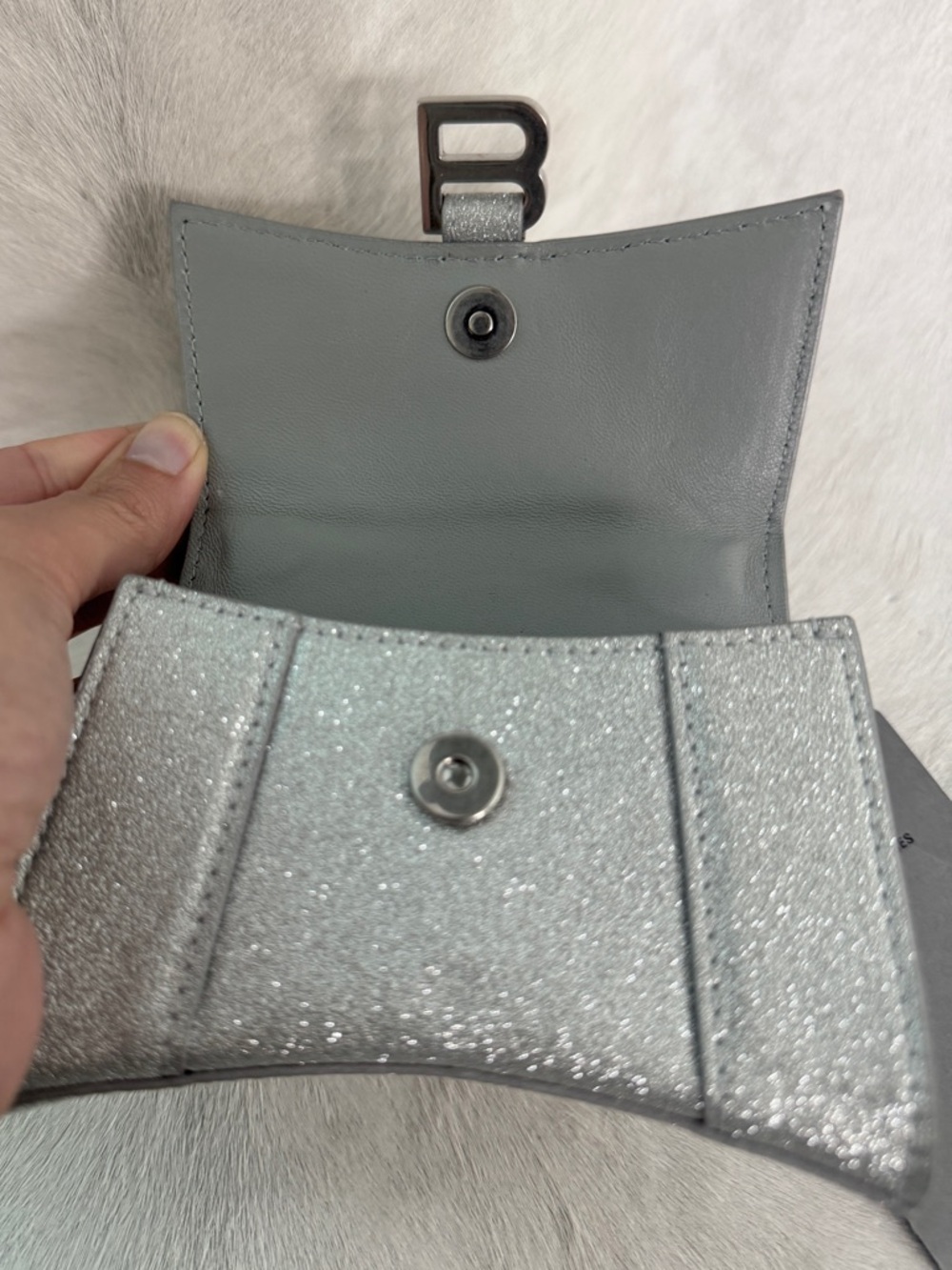 Balenciaga Silver Glitter Hourglass XS Nano Mini Bag - Picture 8 of 13